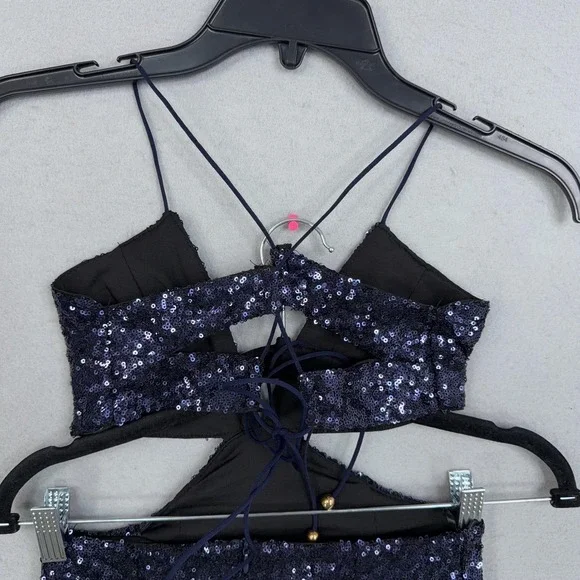 HELLO MOLLY Wanna Know How You Feel Sequin Dress Womens XS Navy Party Dressy - Picture 11 of 15